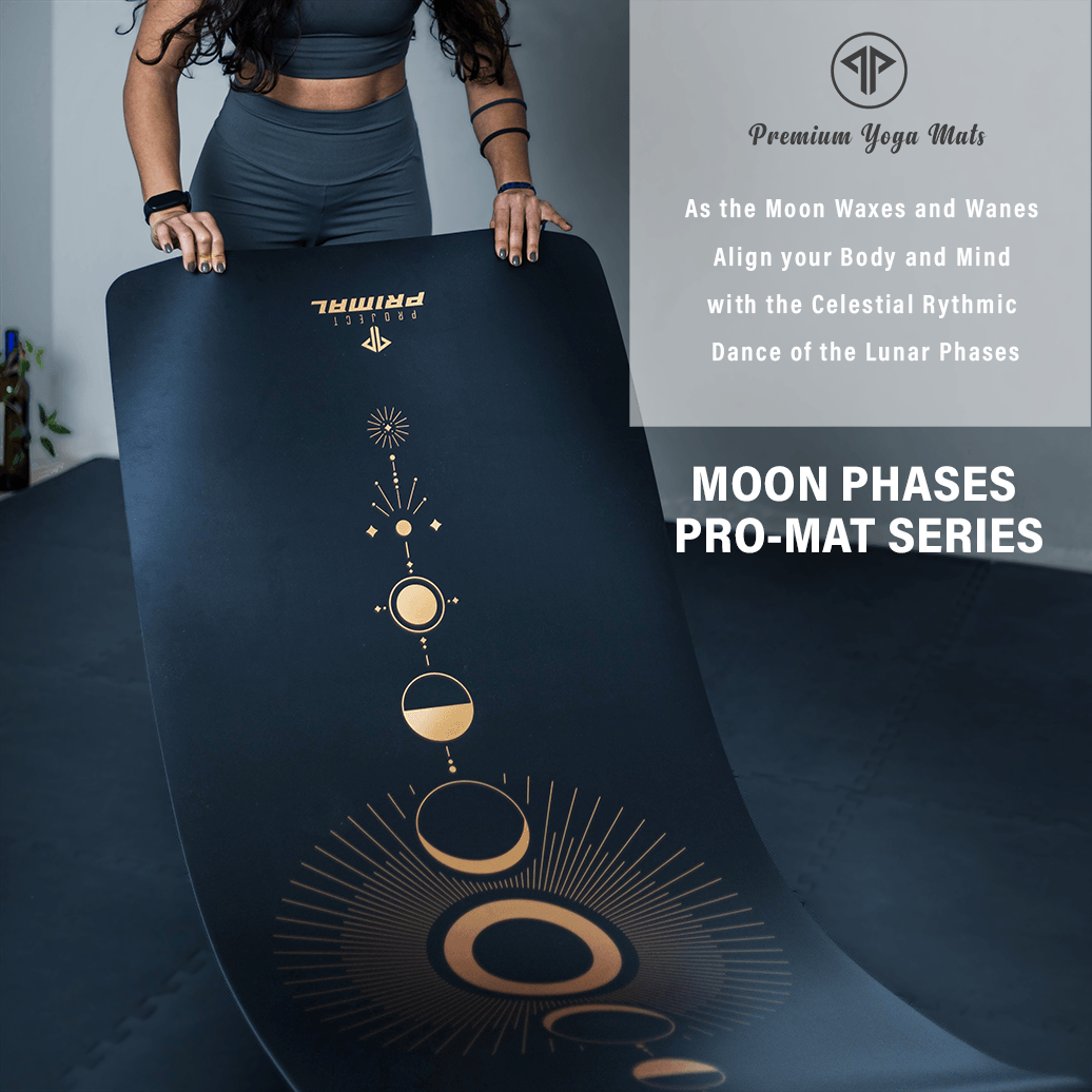 Midnight Black Moon Phases Yoga Mat
