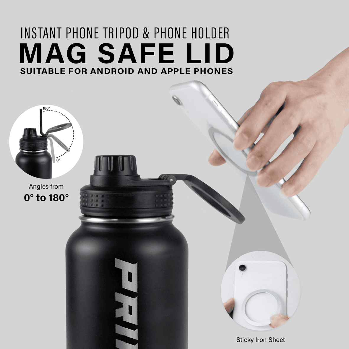Magnetic Lid for Insulated Bottle - Phone Holder